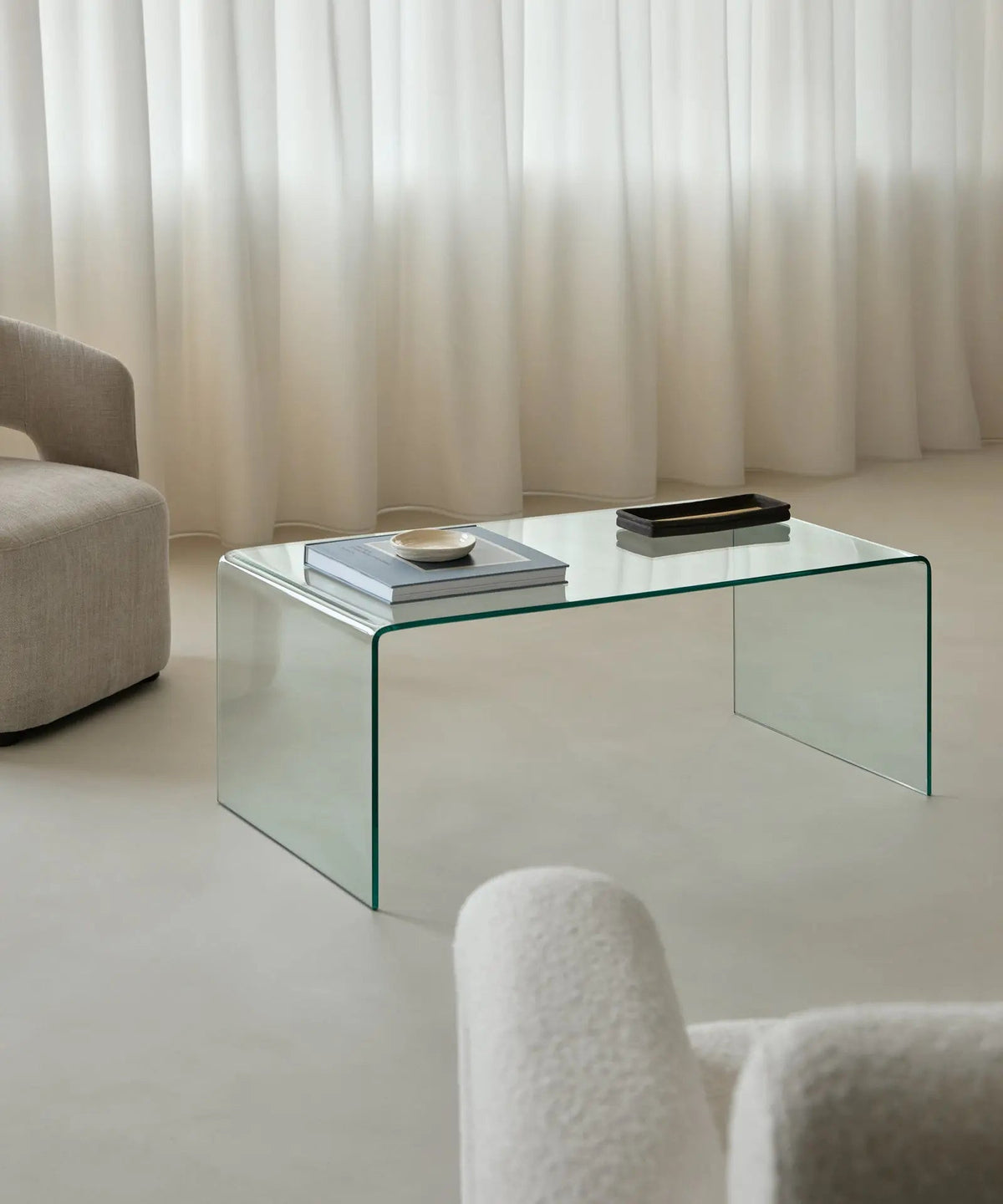 Table basse rectangulaire Cheval en verre trempé (100 cm)