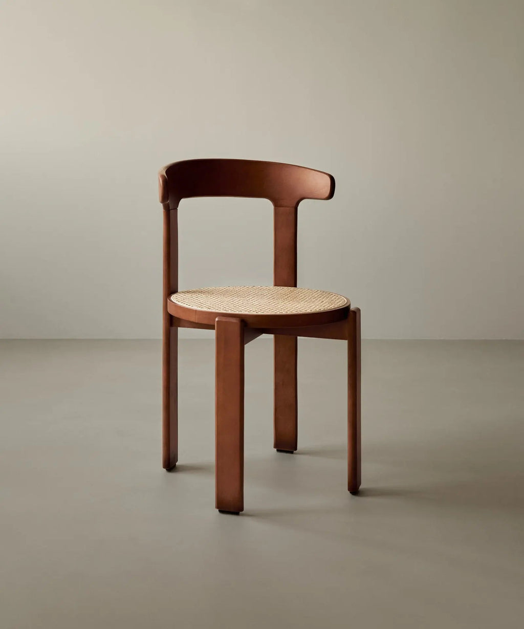 Chaise de salle à manger en bois et rotin Delia