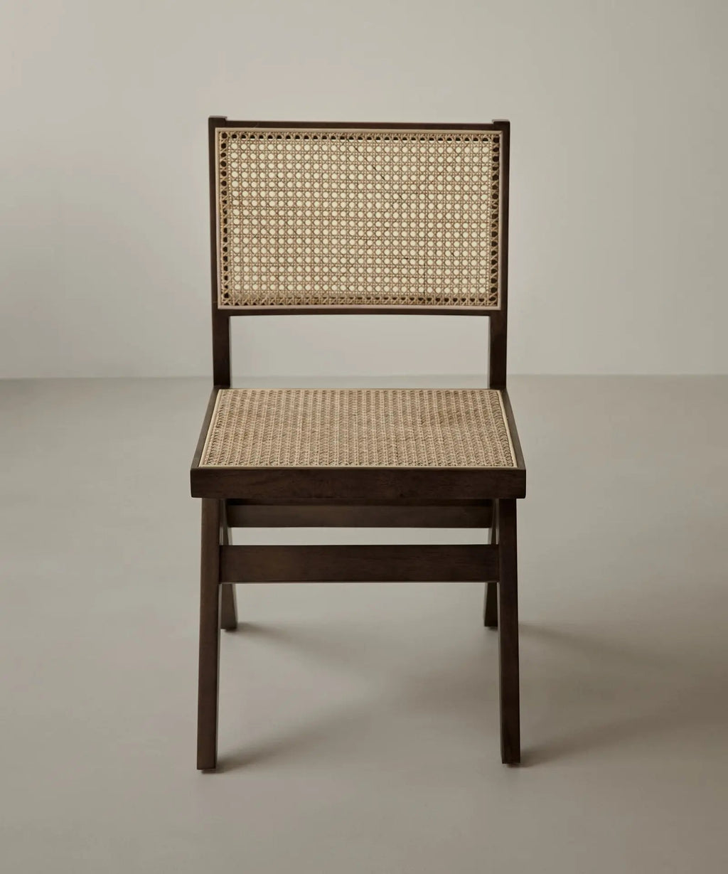 Chaise de salle à manger en bois et rotin Chiara