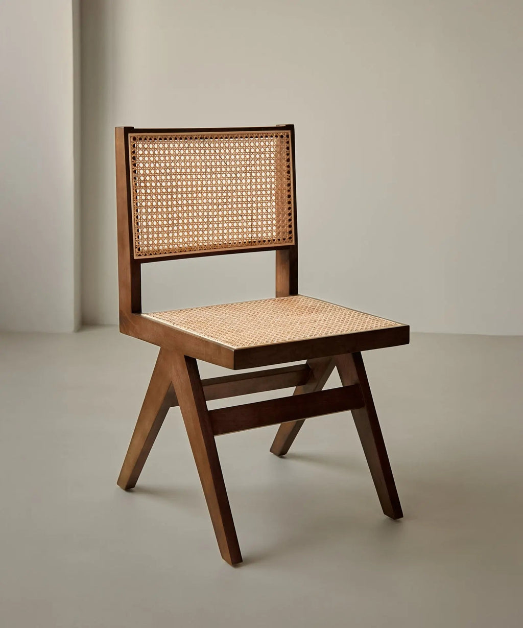 Chaise de salle à manger en bois et rotin Chiara