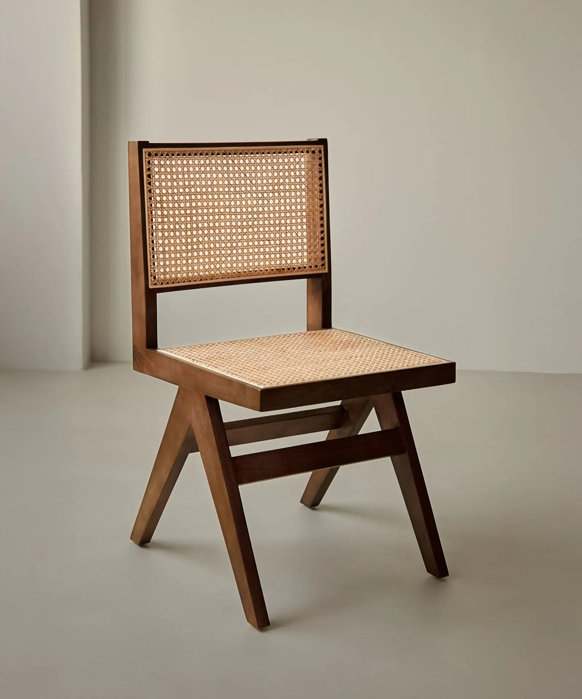 Chaise de salle à manger en bois et rotin Chiara