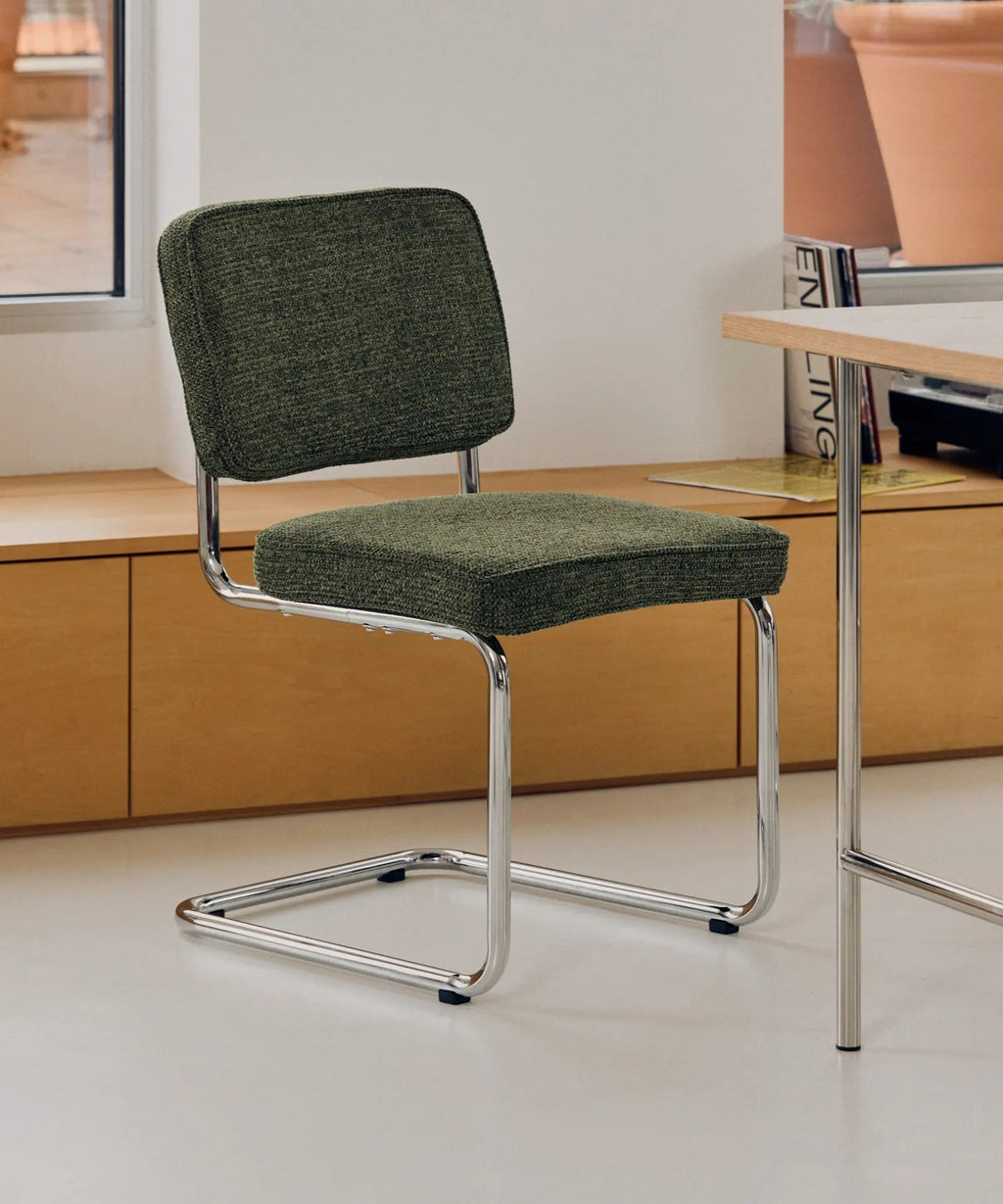 Chaise de salle à manger en tissu et métal Anela
