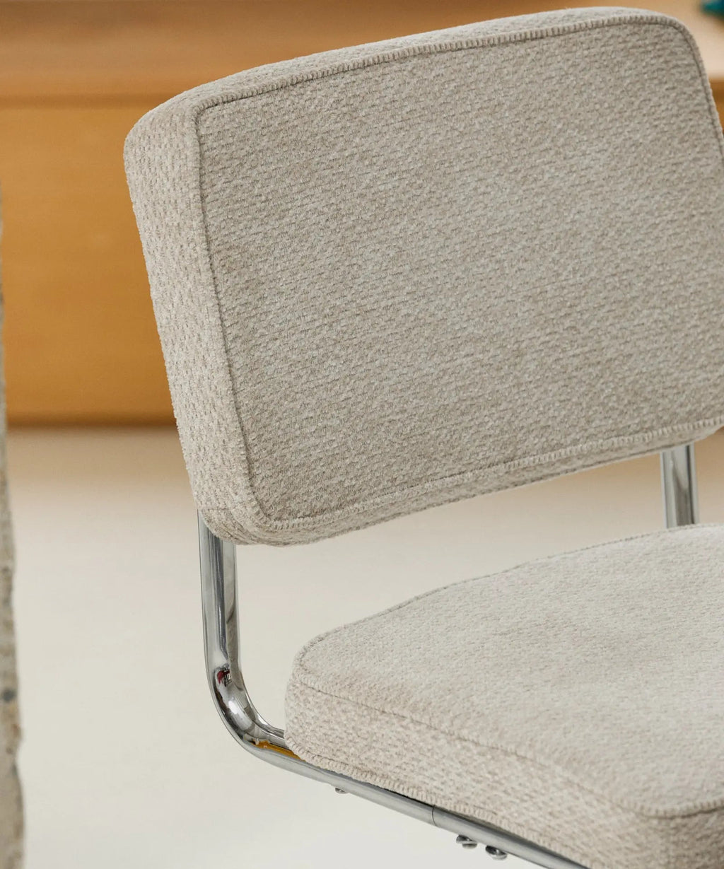 Chaise de salle à manger en tissu et métal Anela