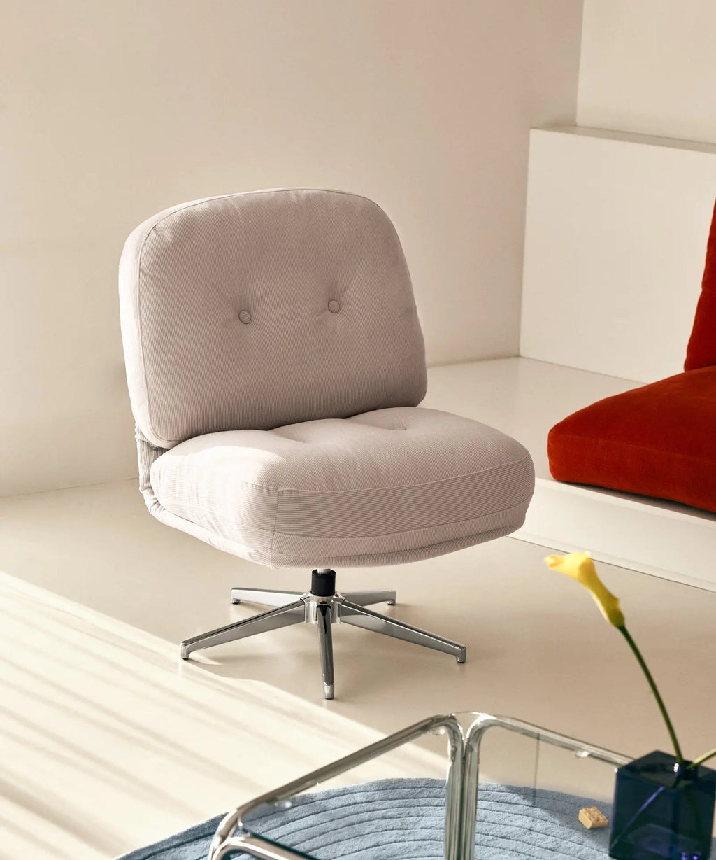 Fauteuil rotatif rembourré en velours côtelé Orbit
