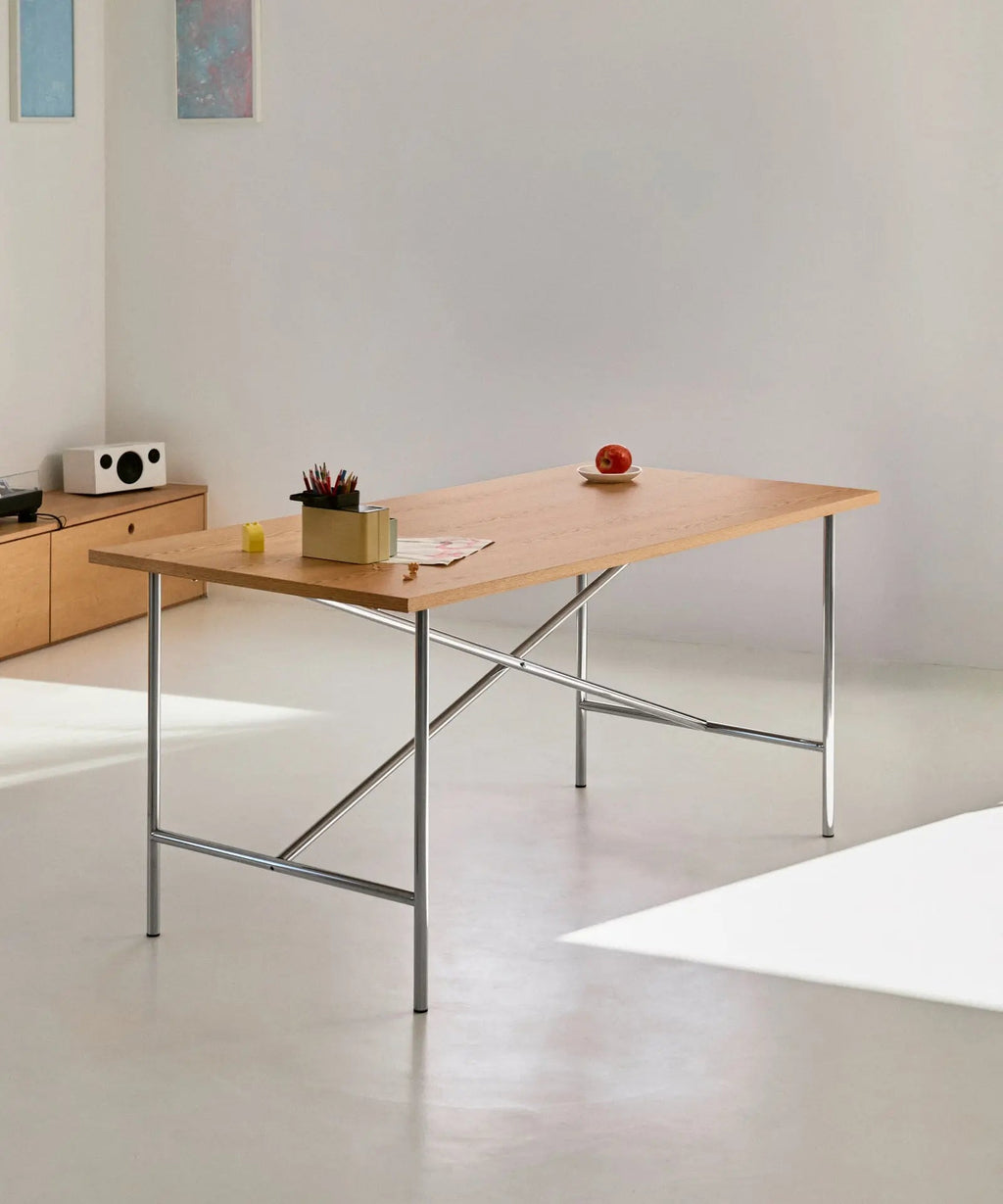 Table à manger rectangulaire en bois et métal Minel (160x80cm)