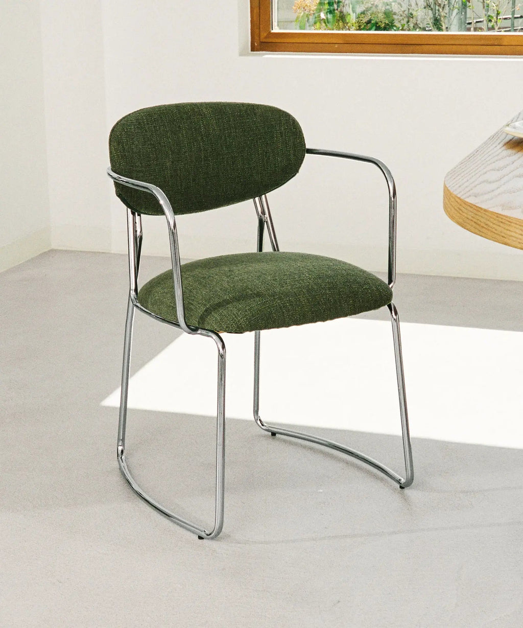 Chaise de Salle à Manger en Tissu et Métal avec Accoudoirs Moritz Arms