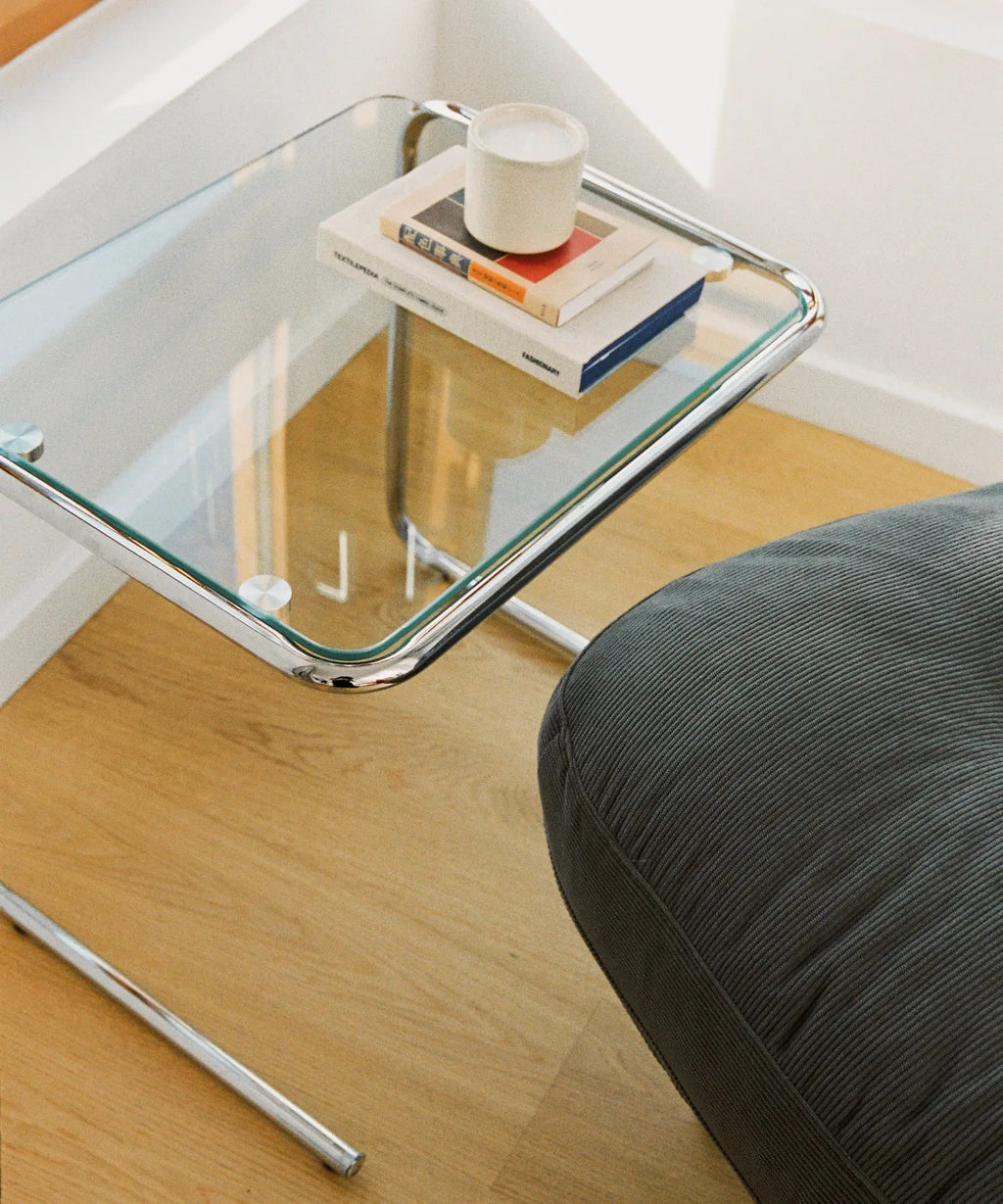 Table d'appoint en métal et verre trempé Bonet