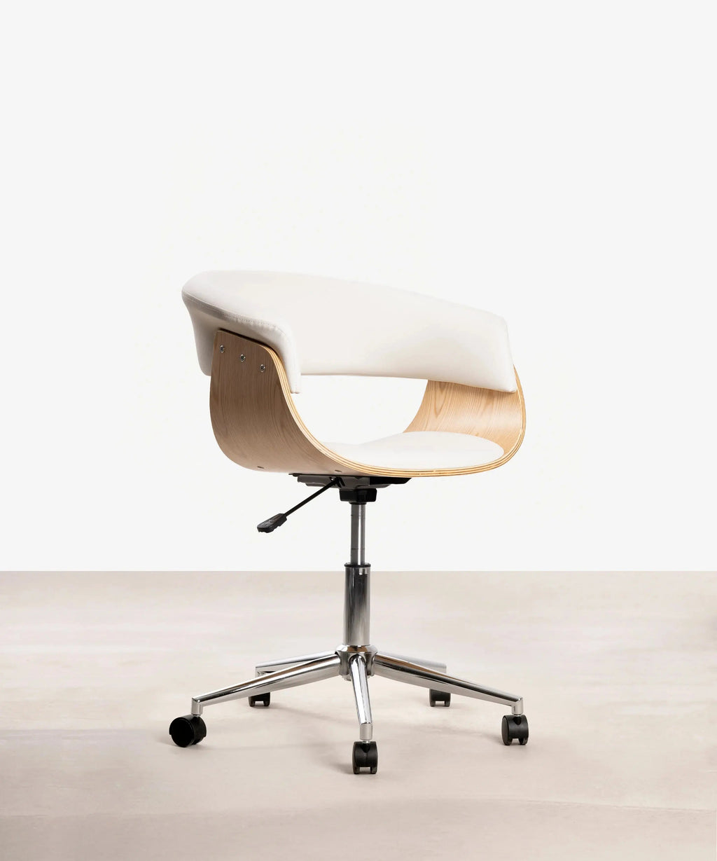 Chaise de Bureau en Similicuir et Bois Beckett