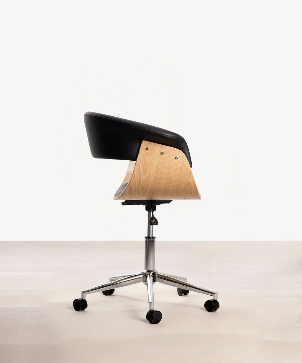 Chaise de Bureau en Similicuir et Bois Beckett
