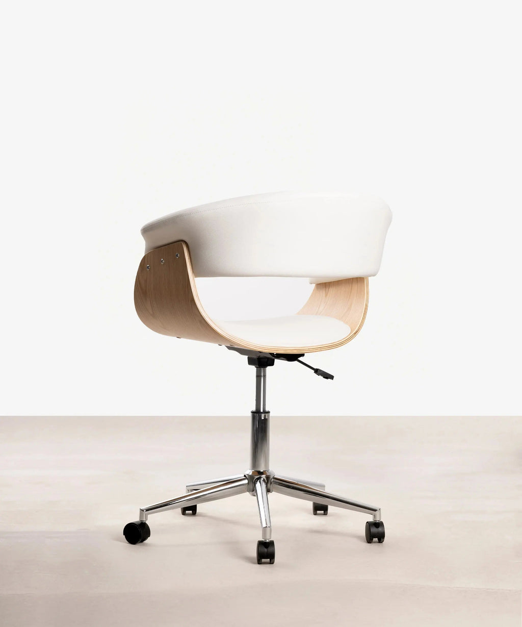 Chaise de Bureau en Similicuir et Bois Beckett
