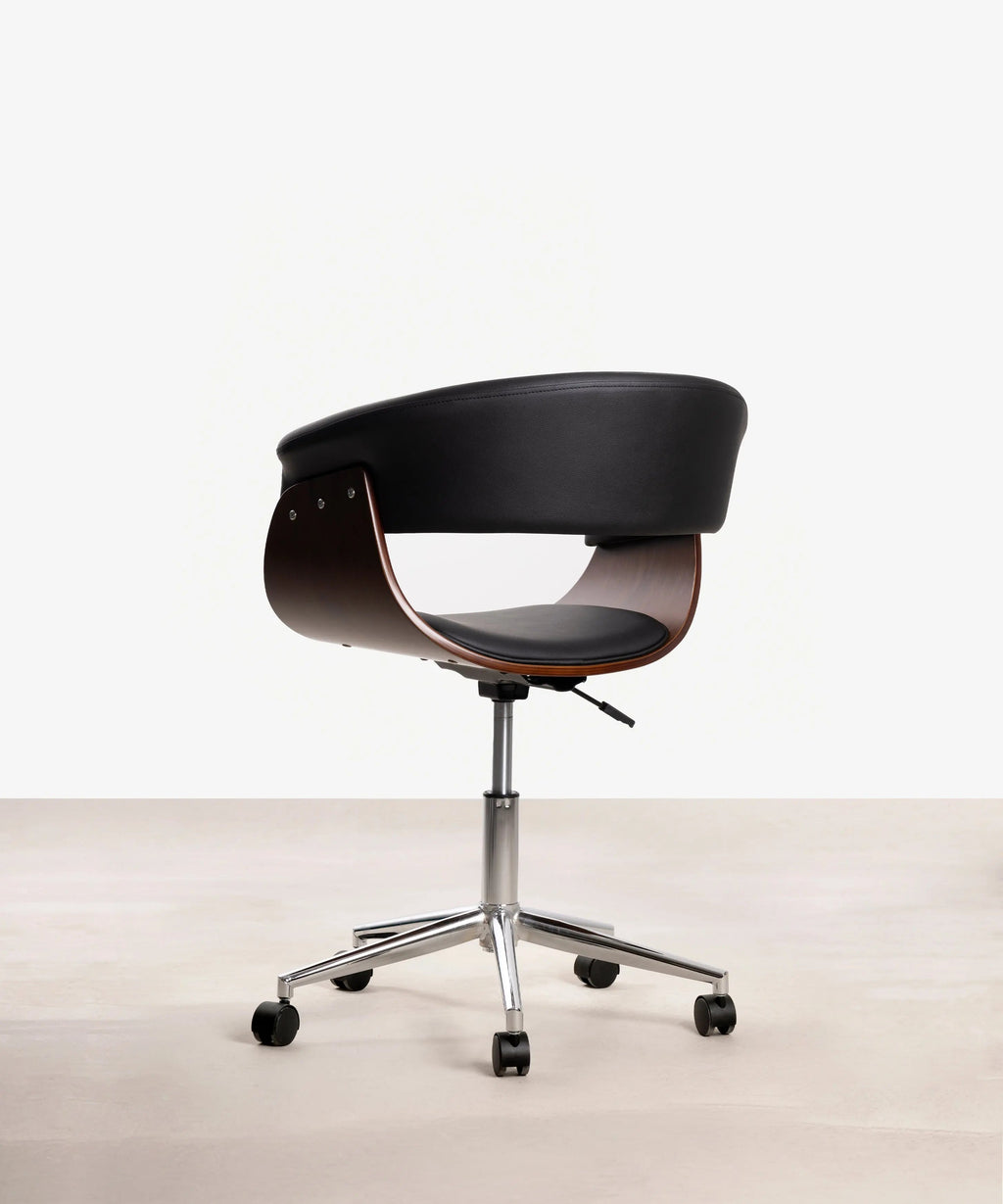 Chaise de Bureau en Similicuir et Bois Beckett