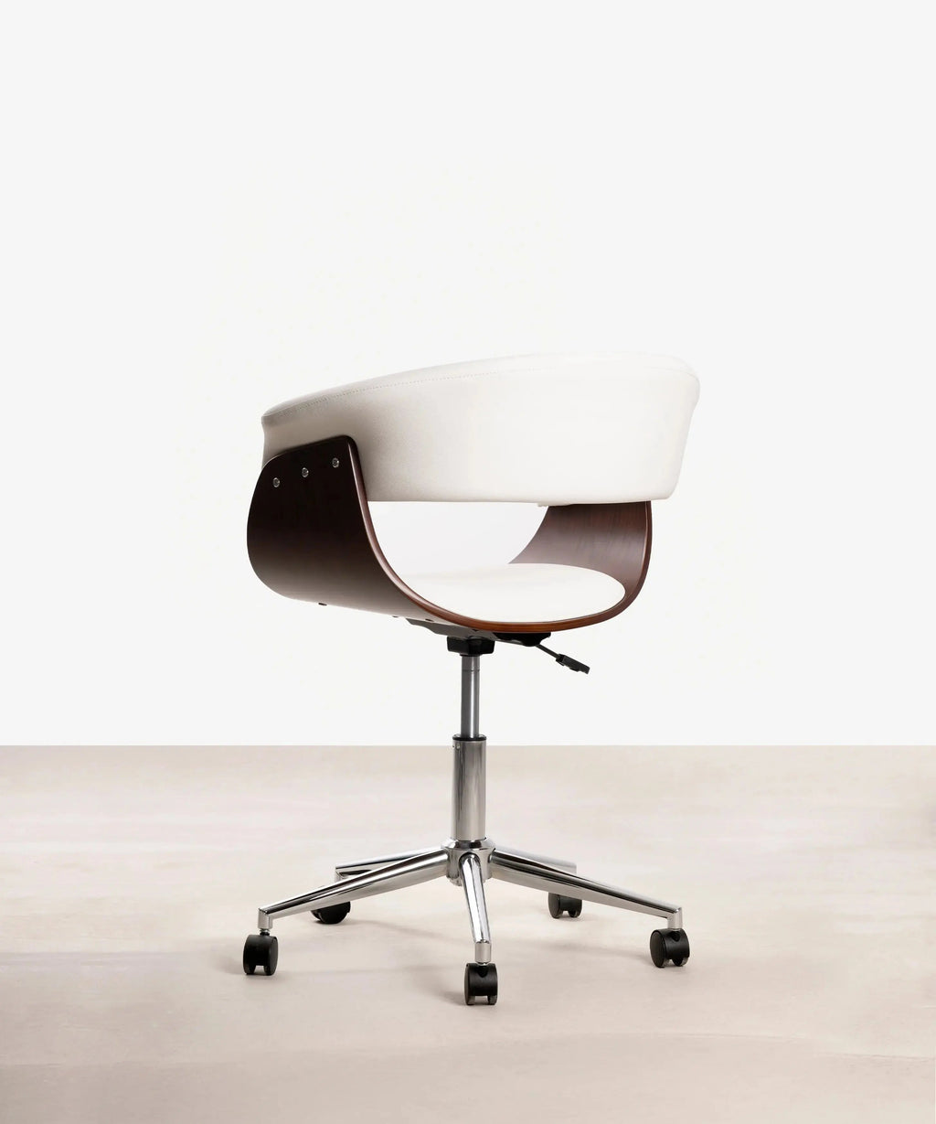 Chaise de Bureau en Similicuir et Bois Beckett