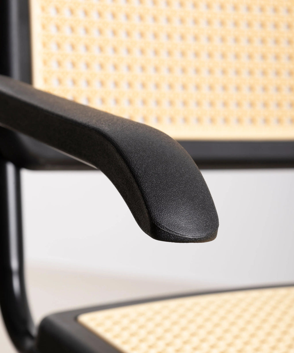 Chaise de bureau en plastique et rotin Candela Arms