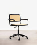 Chaise de bureau en plastique et rotin Candela Arms