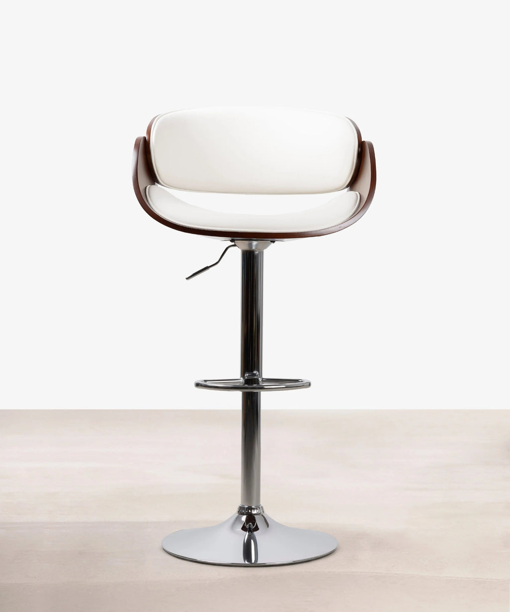 Tabouret réglable en bois et similicuir Debbie