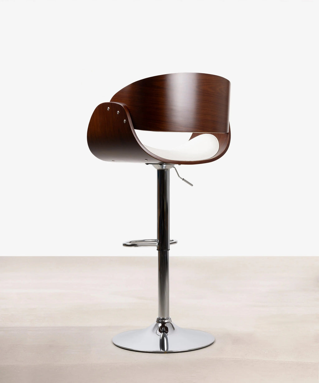 Tabouret réglable en bois et similicuir Debbie