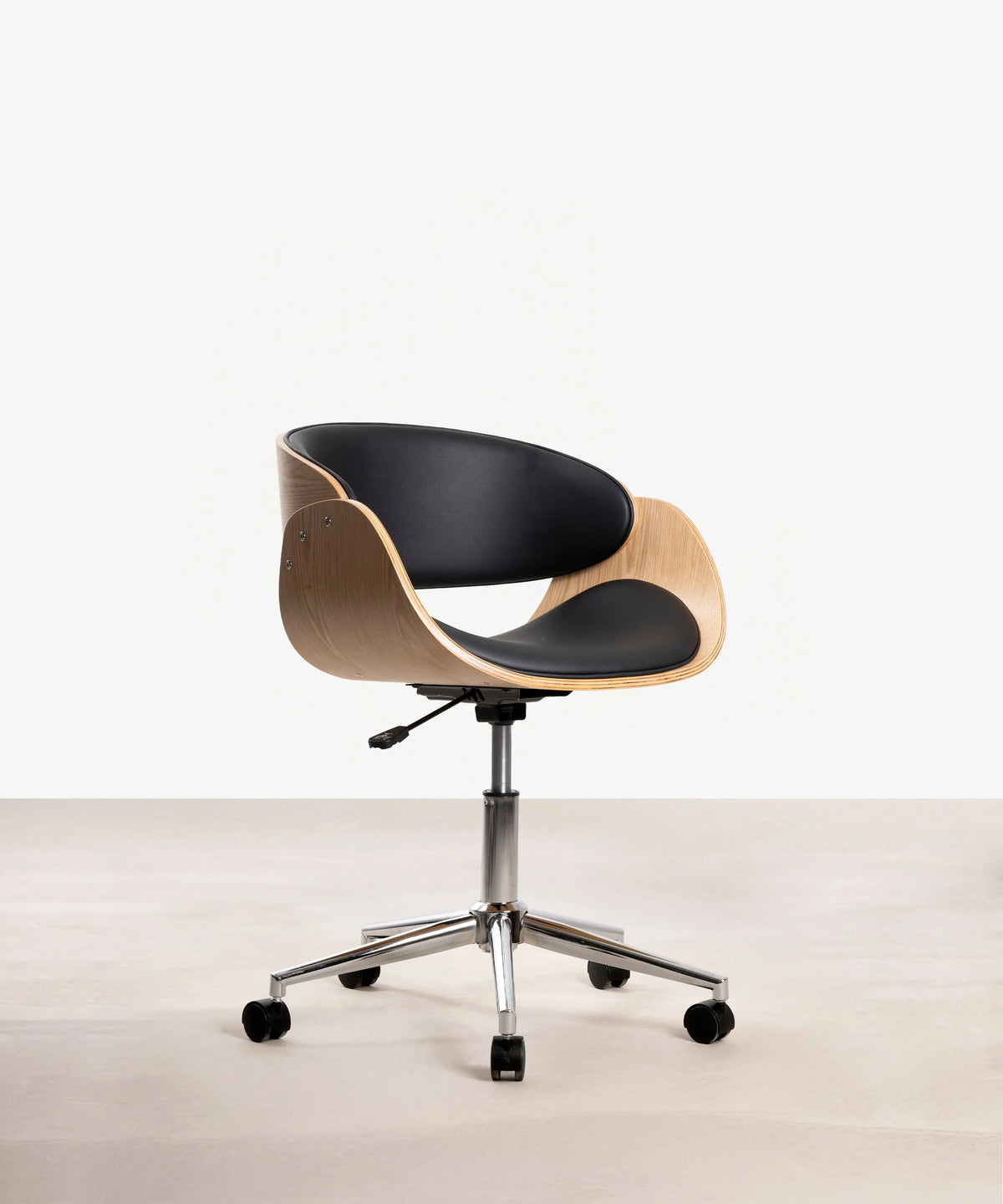 Chaise de Bureau en Similicuir et Bois Debbie