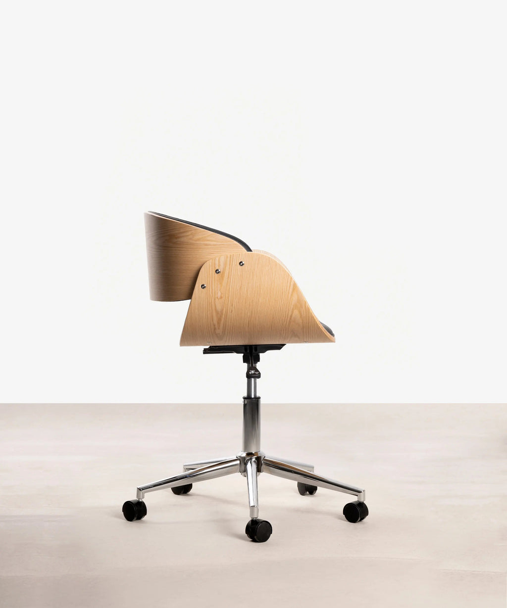 Chaise de Bureau en Similicuir et Bois Debbie