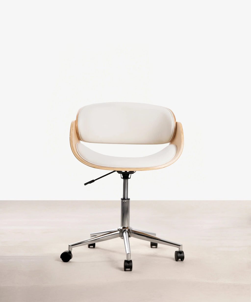 Chaise de Bureau en Similicuir et Bois Debbie