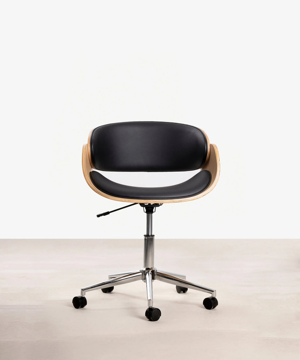 Chaise de Bureau en Similicuir et Bois Debbie