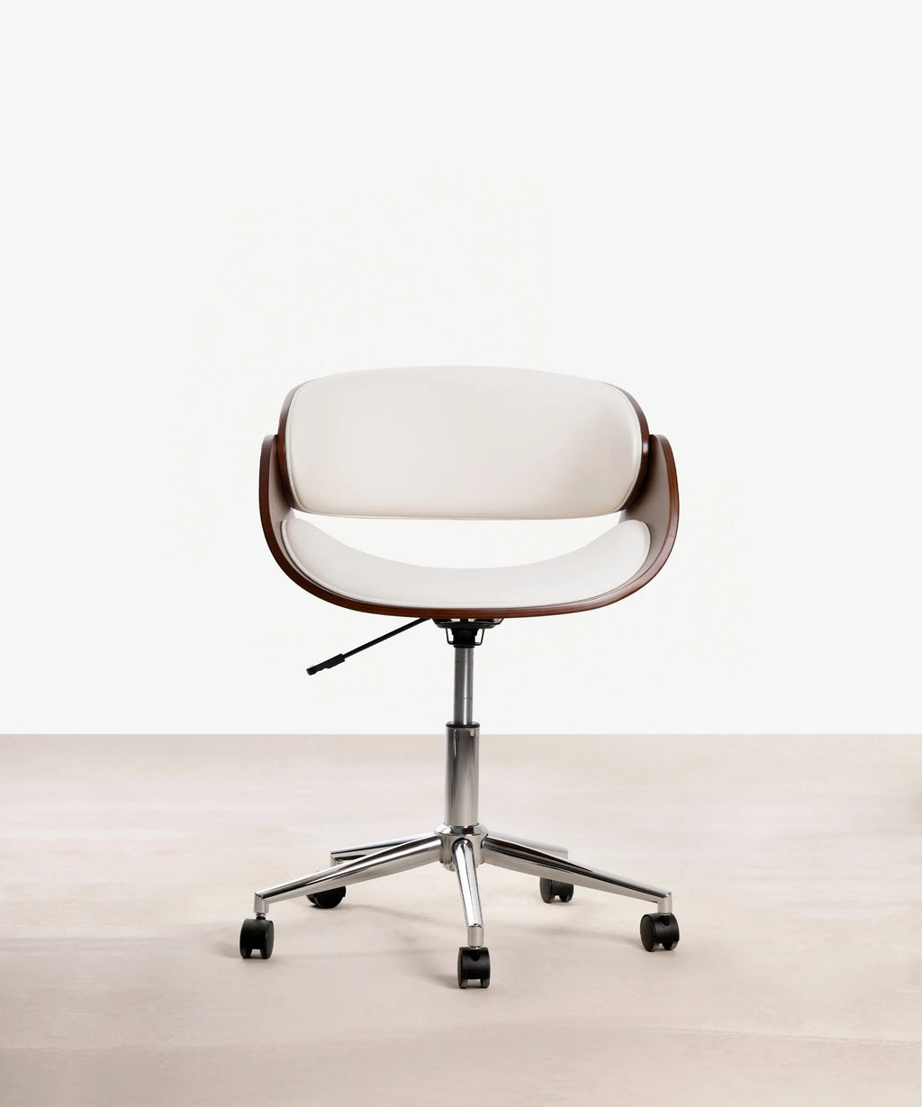 Chaise de Bureau en Similicuir et Bois Debbie