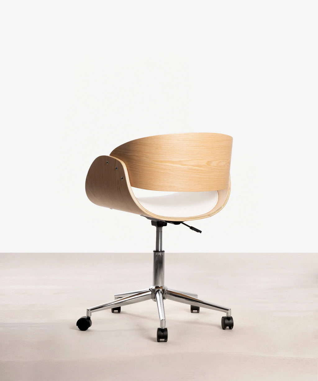Chaise de Bureau en Similicuir et Bois Debbie
