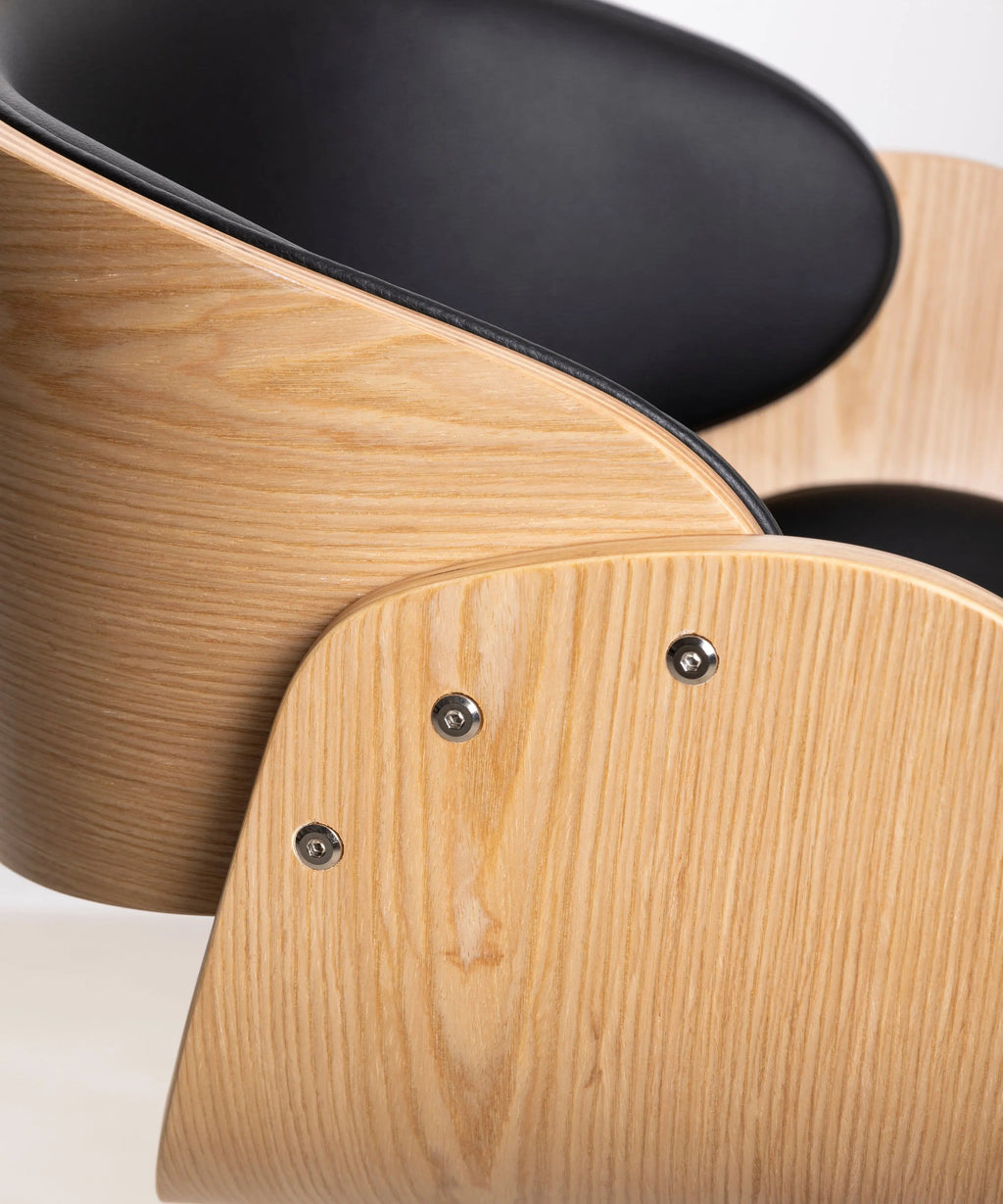 Chaise de Bureau en Similicuir et Bois Debbie