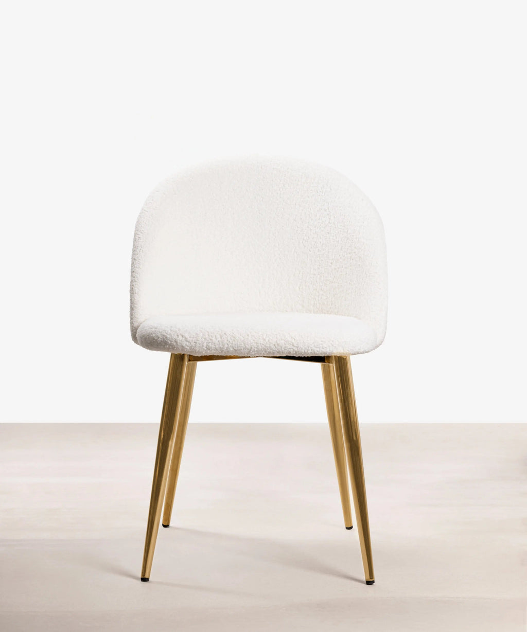 Chaise de salle à manger en métal et bouclé Freya Gold