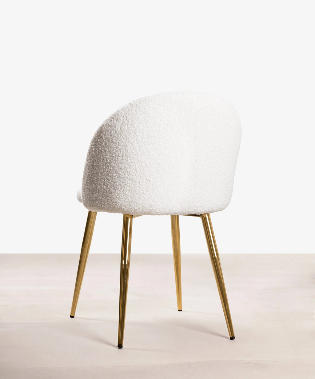 Chaise de salle à manger en métal et bouclé Freya Gold