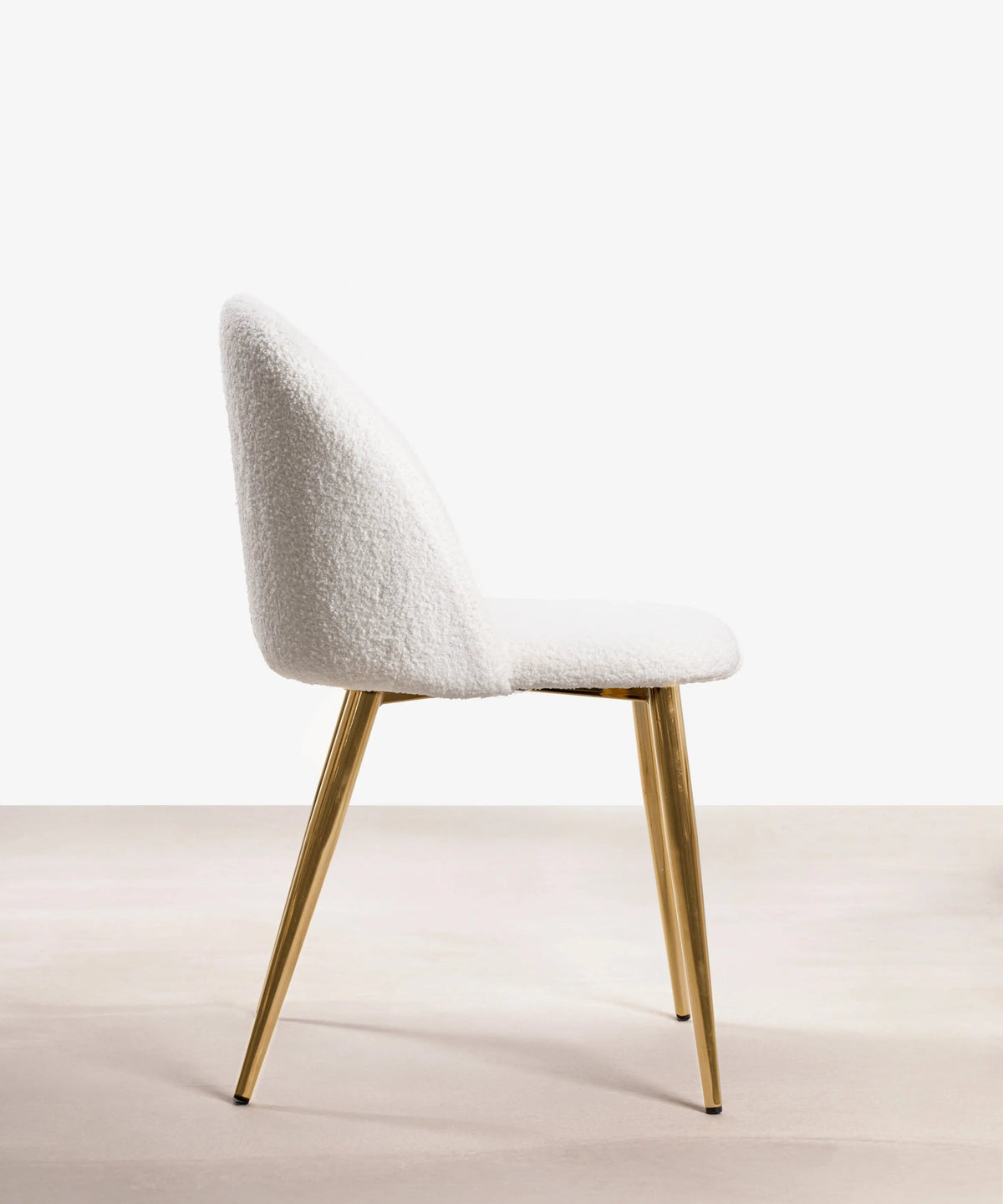 Chaise de salle à manger en métal et bouclé Freya Gold