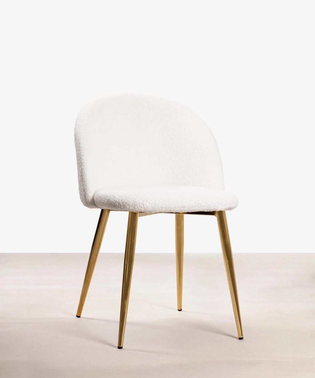 Chaise de salle à manger en métal et bouclé Freya Gold