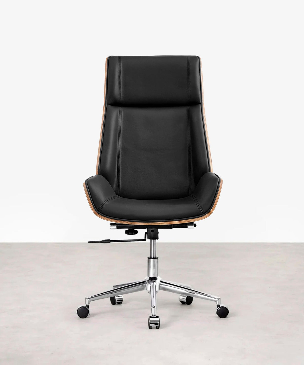 Chaise de bureau en cuir et bois Marvin