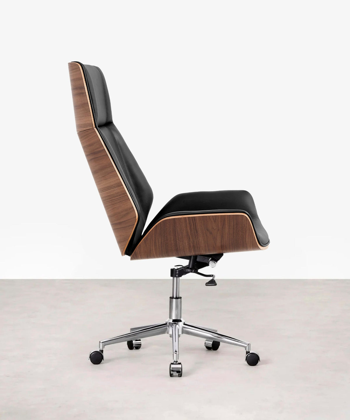 Chaise de bureau en cuir et bois Marvin
