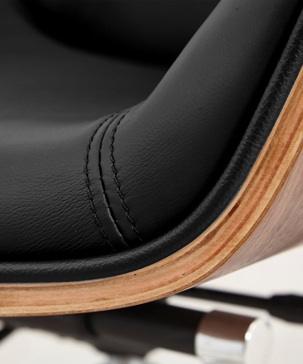 Chaise de bureau en cuir et bois Marvin
