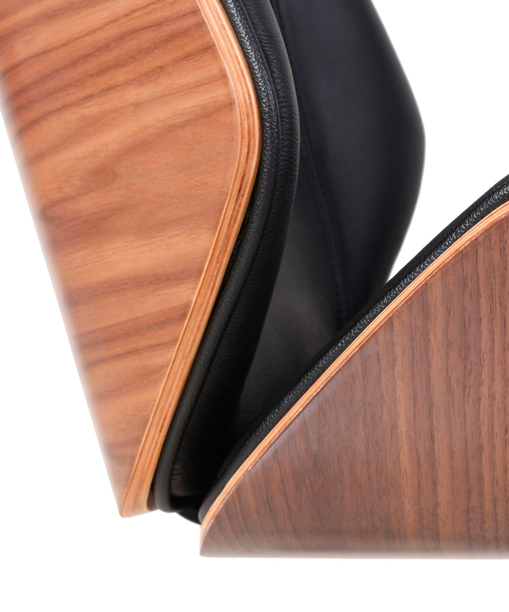 Chaise de bureau en cuir et bois Marvin