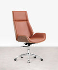 Chaise de bureau en cuir et bois Marvin