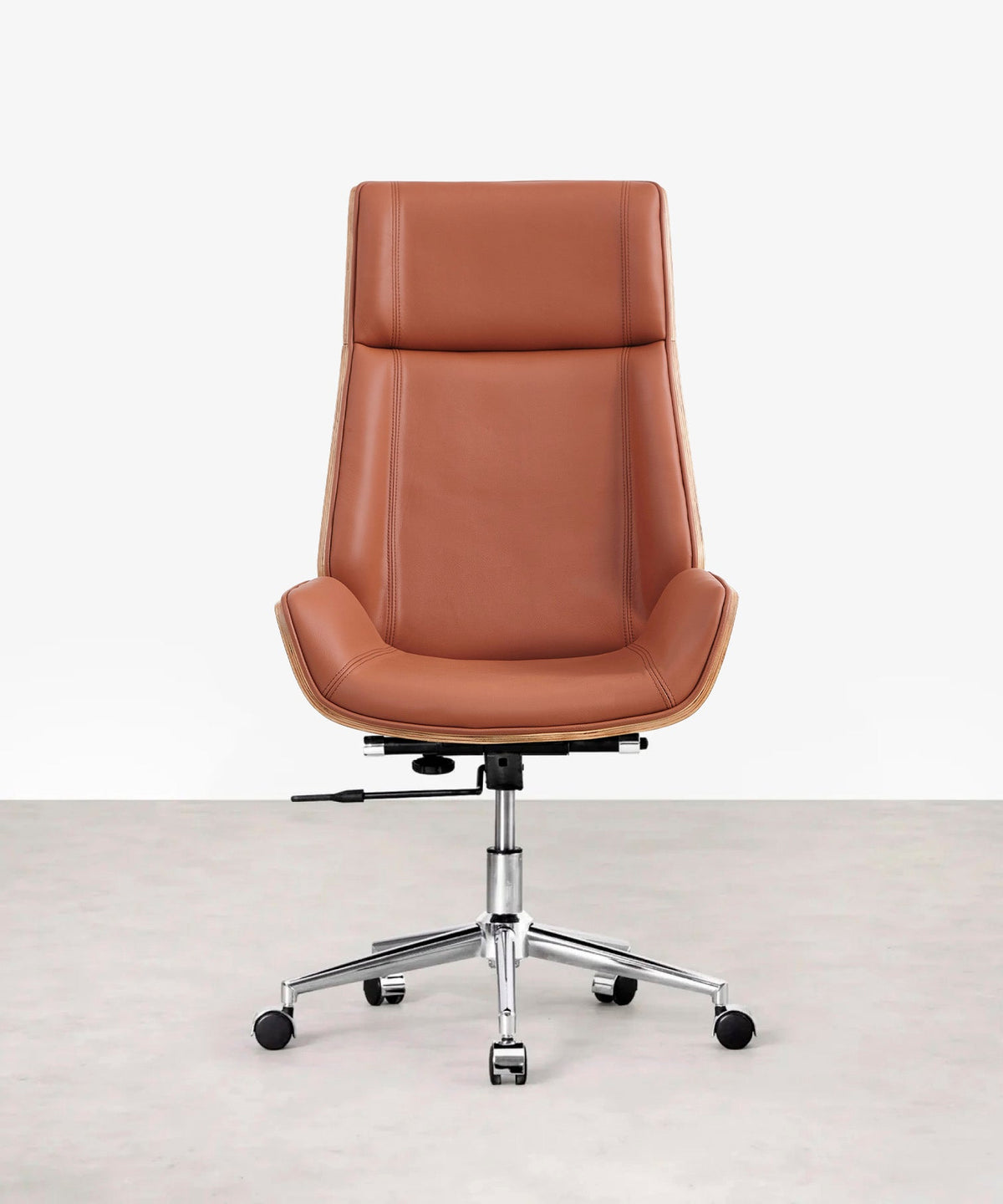 Chaise de bureau en cuir et bois Marvin