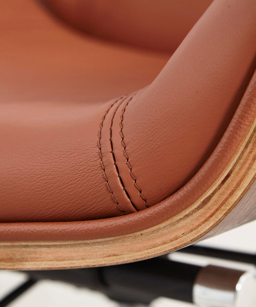 Chaise de bureau en cuir et bois Marvin