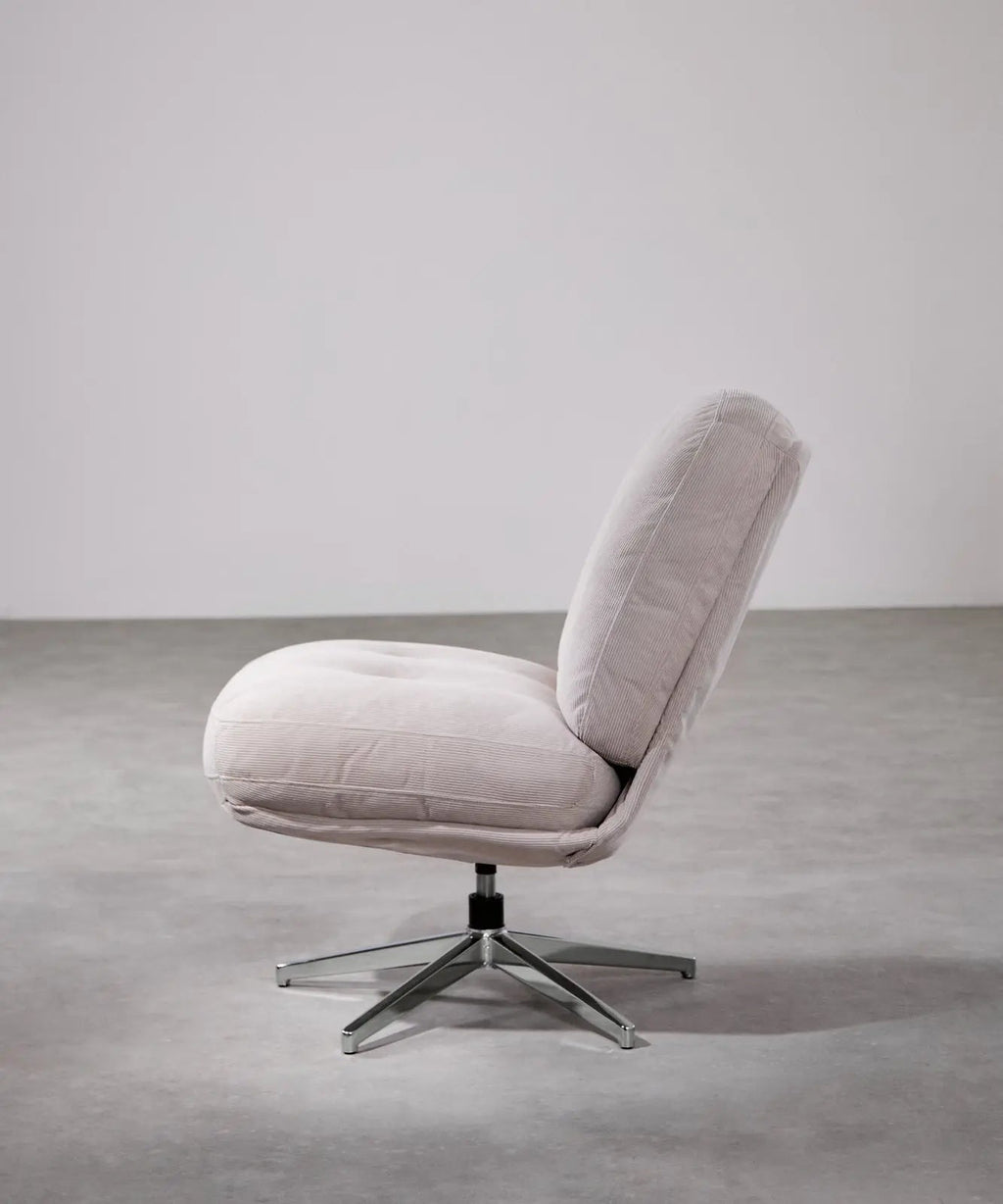Fauteuil rotatif rembourré en velours côtelé Orbit