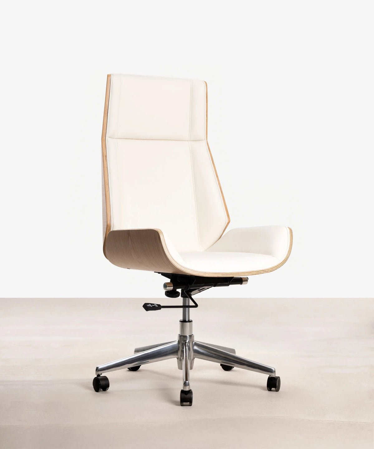Chaise de Bureau en Similicuir et Bois High Back Lyssa