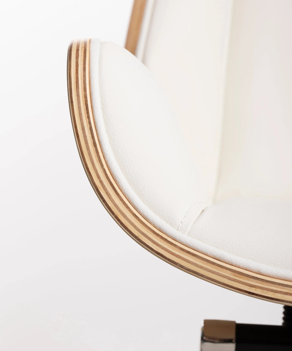 Chaise de Bureau en Similicuir et Bois High Back Lyssa