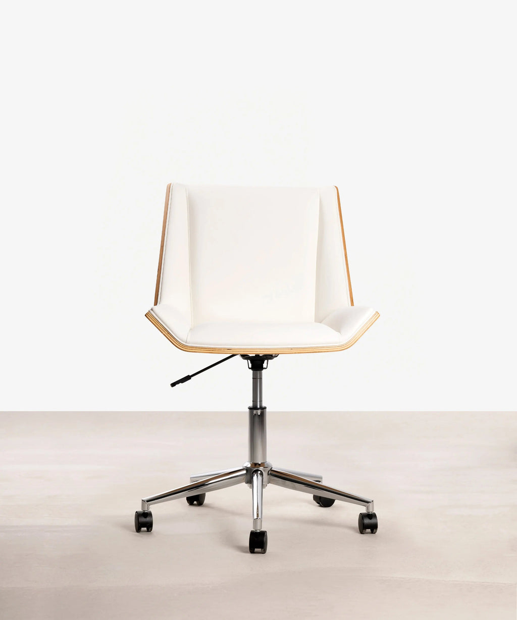 Chaise de Bureau en Similicuir et Bois Lyssa