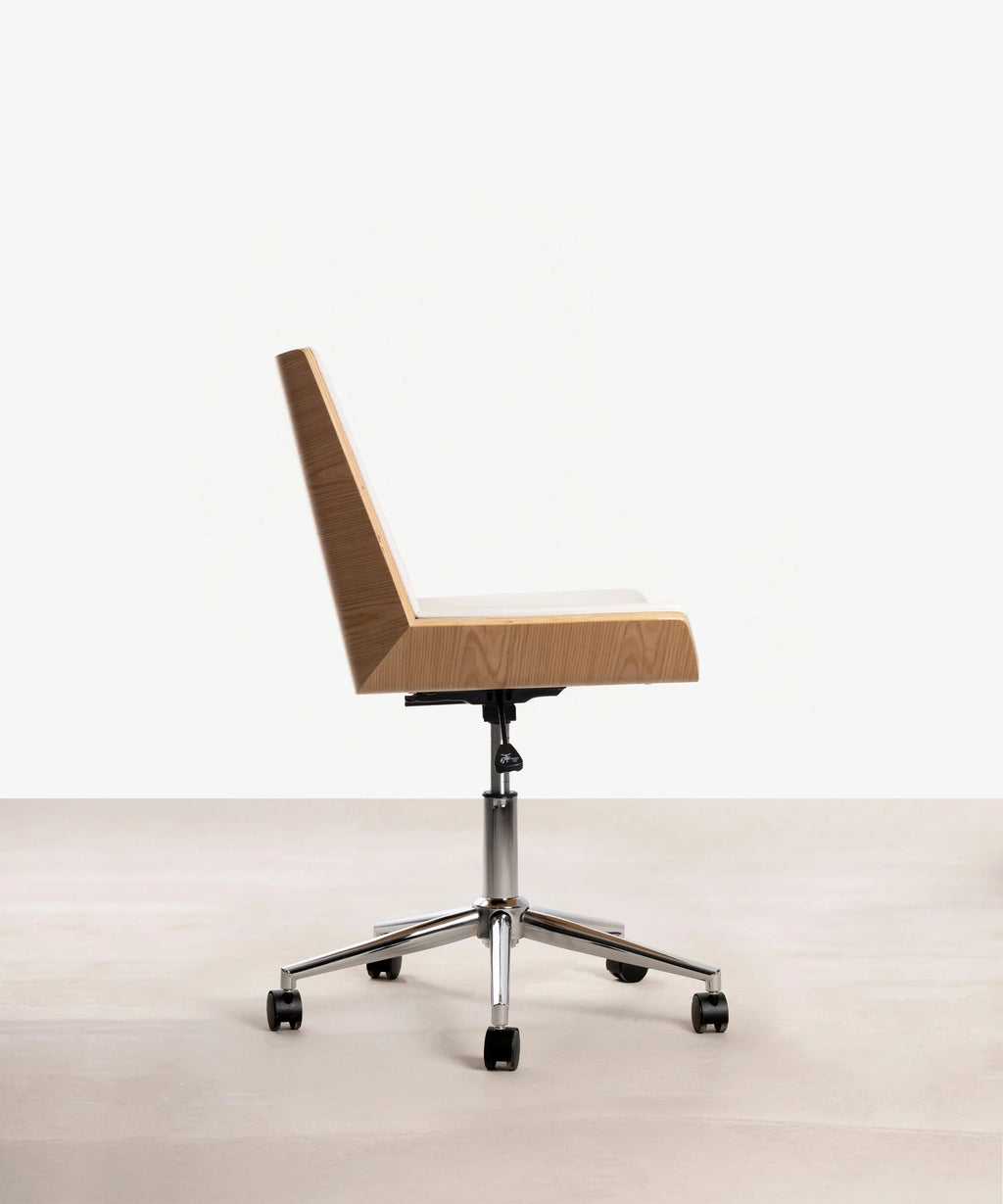 Chaise de Bureau en Similicuir et Bois Lyssa