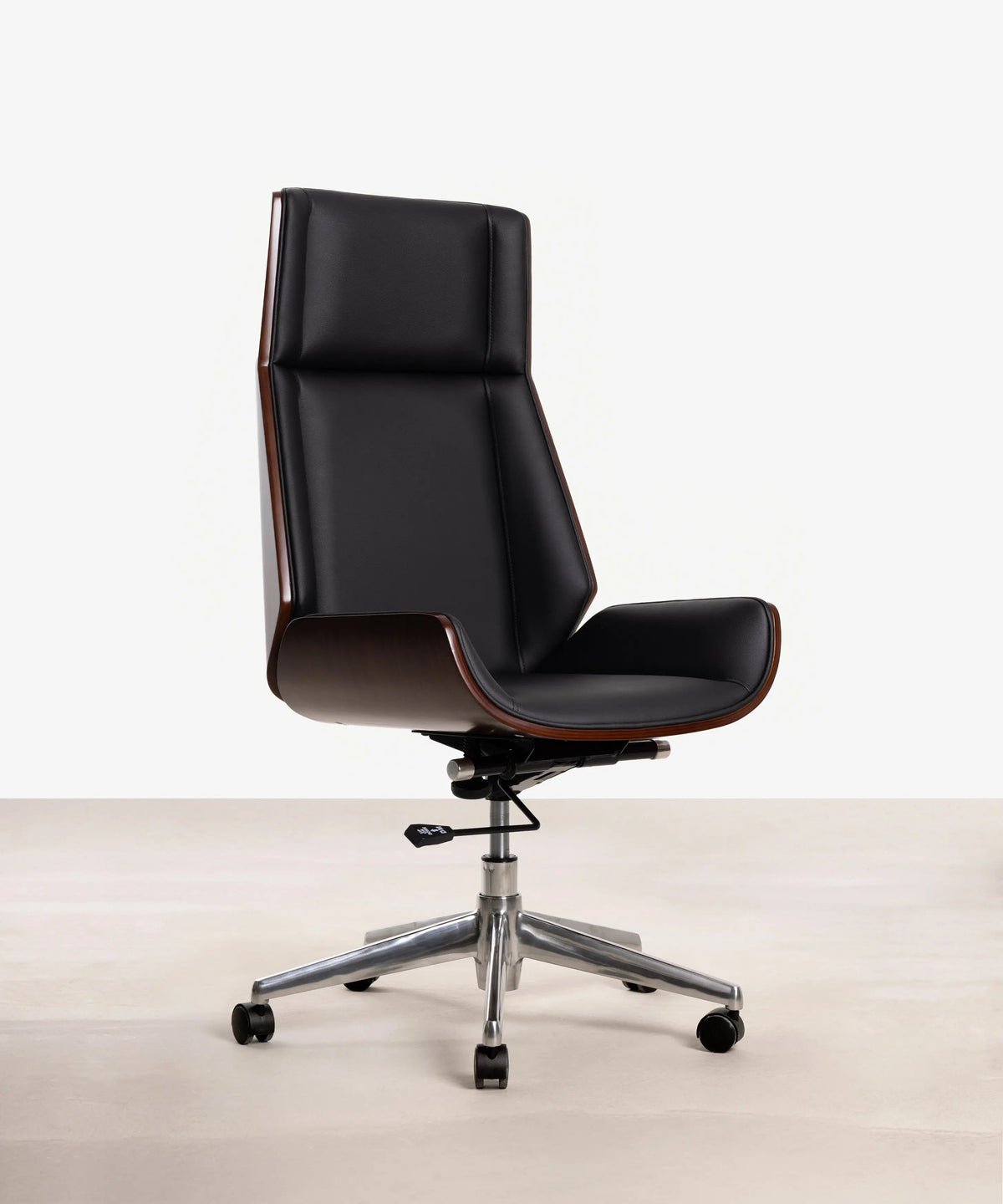 Chaise de Bureau en Similicuir et Bois High Back Lyssa
