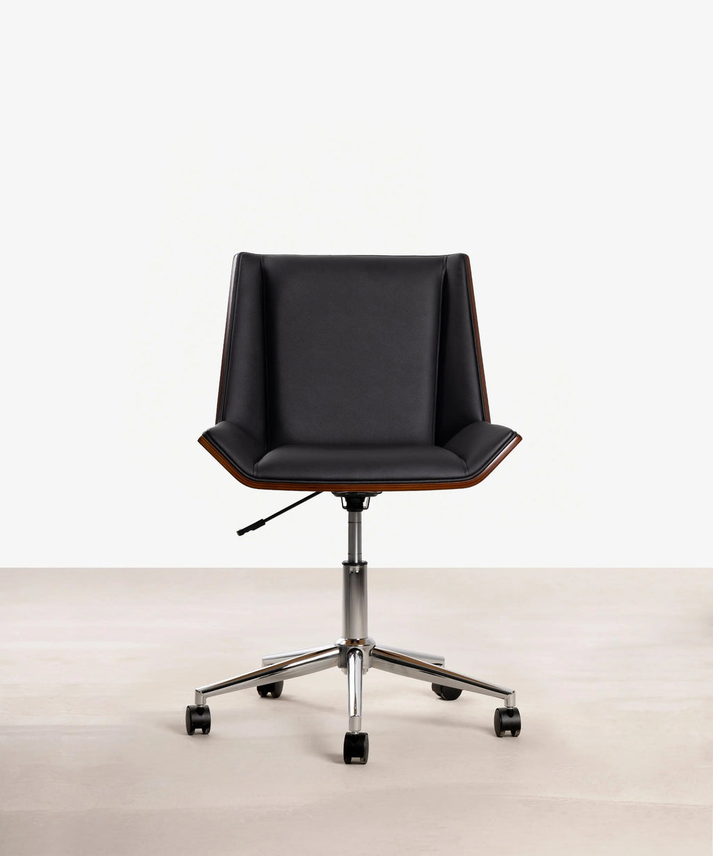 Chaise de Bureau en Similicuir et Bois Lyssa