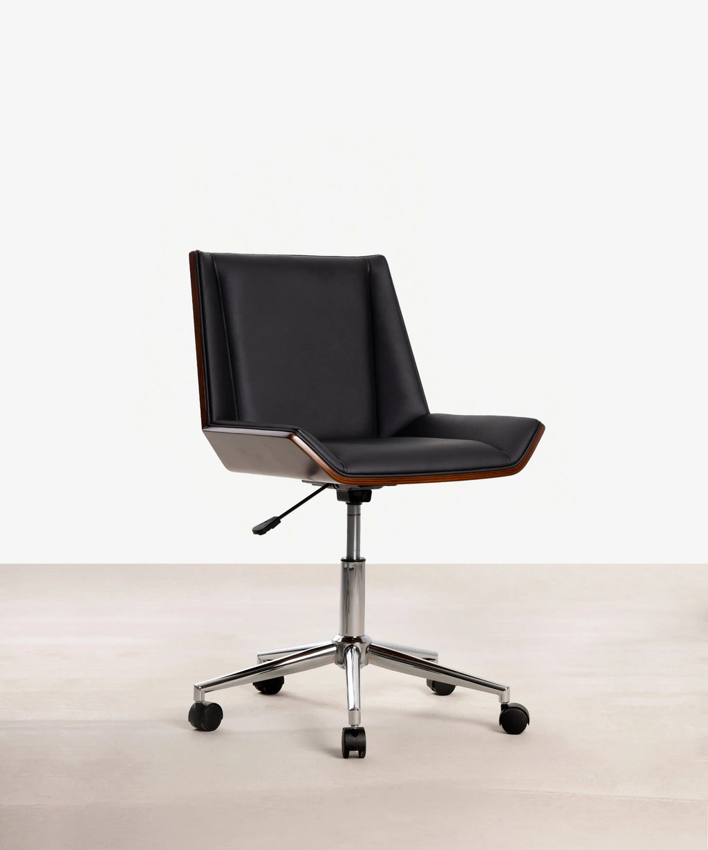 Chaise de Bureau en Similicuir et Bois Lyssa