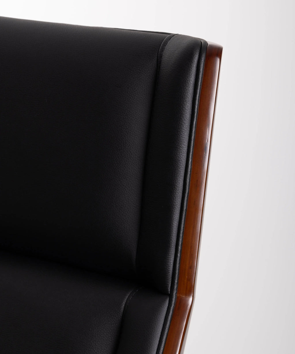 Chaise de Bureau en Similicuir et Bois High Back Lyssa