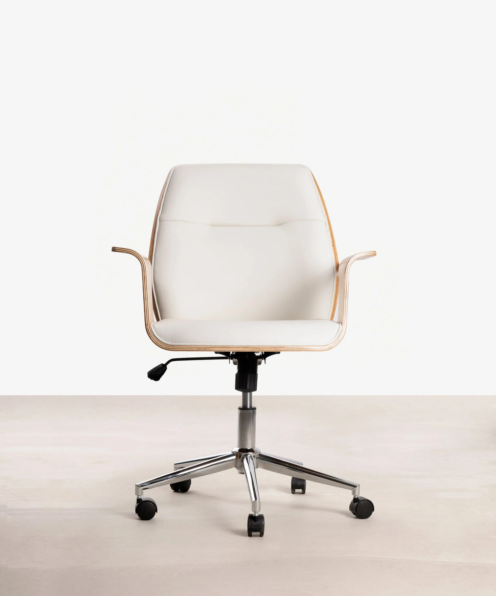 Chaise de bureau en similicuir et bois Malibuu