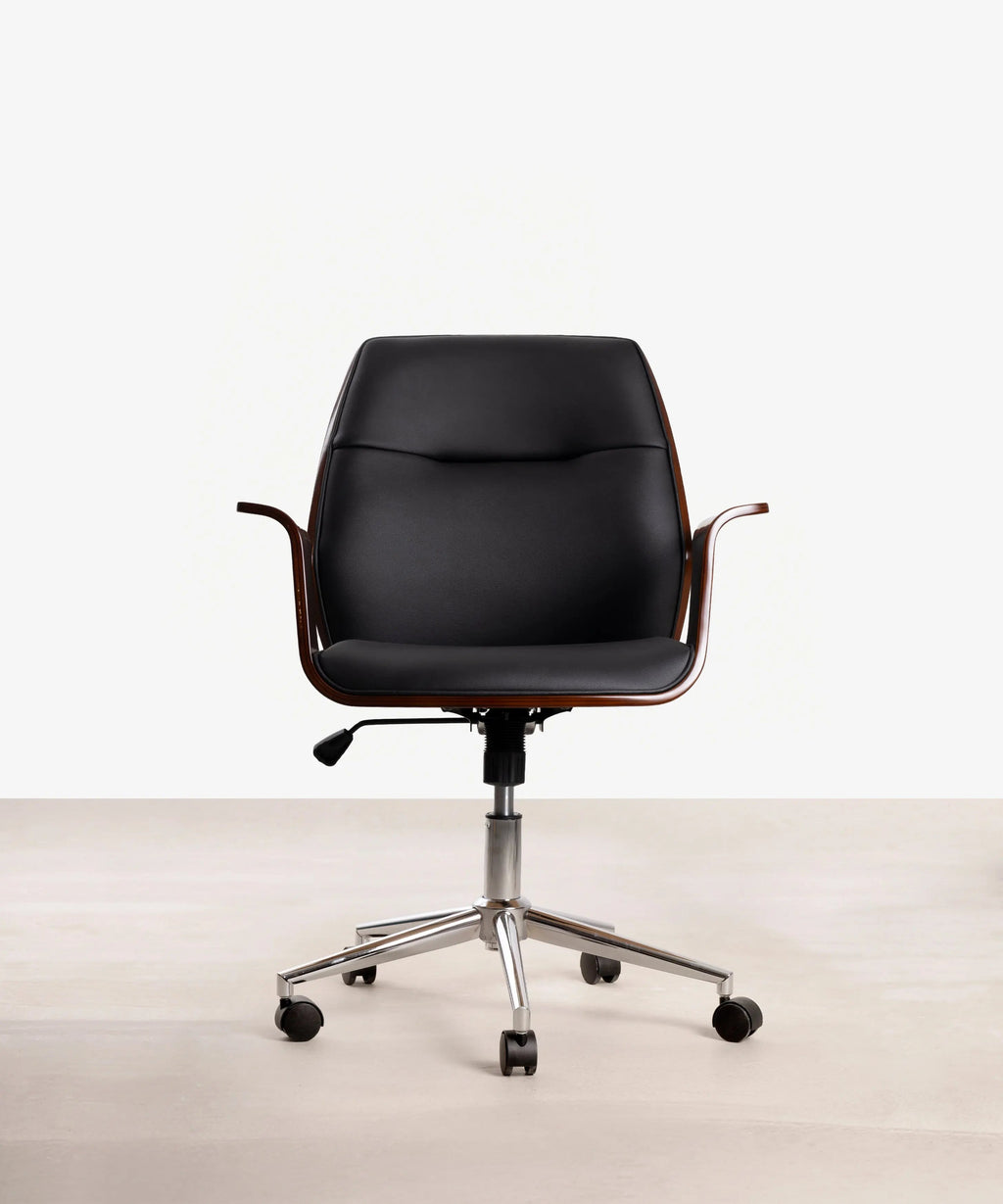 Chaise de bureau en similicuir et bois Malibuu