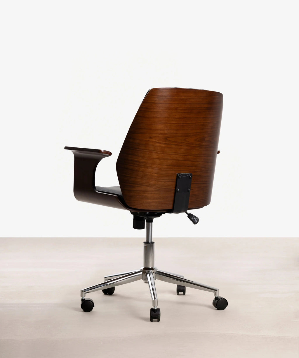 Chaise de bureau en similicuir et bois Malibuu